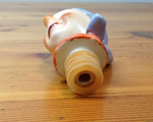 BOTTLE POURER GOEBEL GERMANY SCHNAPPS PORCELAIN GRANDMA with SCARF awesome bar item!!!!!
