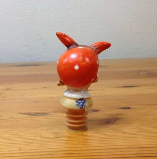 BOTTLE POURER GOEBEL GERMANY SCHNAPPS PORCELAIN GIRL with POLKADOT SCARF awesome bar item!!!!!