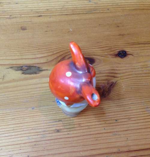 BOTTLE POURER GOEBEL GERMANY SCHNAPPS PORCELAIN GIRL with POLKADOT SCARF awesome bar item!!!!!