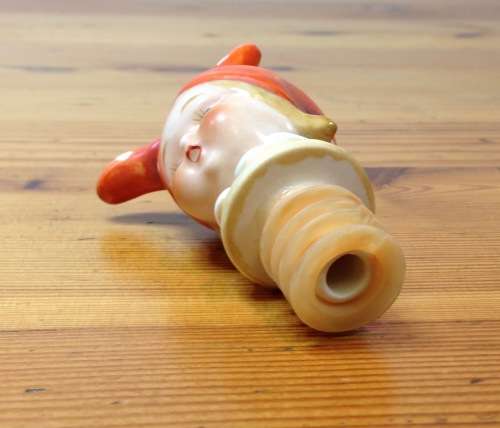 BOTTLE POURER GOEBEL GERMANY SCHNAPPS PORCELAIN GIRL with POLKADOT SCARF awesome bar item!!!!!