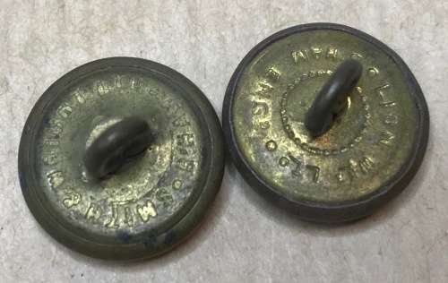ROYAL AIRFORCE KING`s CROWN 2 x Military Brass Uniform Buttons 16mm diameter 1 Red ENGLAND