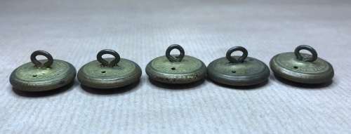 ROYAL AIRFORCE KING`s CROWN 5 x Military Brass Uniform Buttons 25mm diameter ENGLAND GREAT BRITAIN.