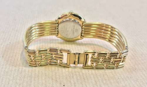 MICHEL HERBELIN LADIES GOLD PLATED WRIST WATCH=PARIS=FRANCE=BLACK DIAL=7095-P=VERY ELEGANT=STYLISH!!