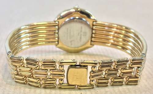 MICHEL HERBELIN LADIES GOLD PLATED WRIST WATCH=PARIS=FRANCE=BLACK DIAL=7095-P=VERY ELEGANT=STYLISH!!