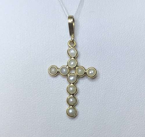 PENDANT CROSS=18K (carat) GOLD=SEED PEARLS and GOLD CROSS=Marked 750=Real PEARLS=BEAUTIFUL!!!!!