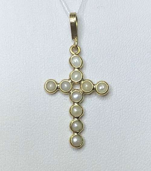PENDANT CROSS=18K (carat) GOLD=SEED PEARLS and GOLD CROSS=Marked 750=Real PEARLS=BEAUTIFUL!!!!!