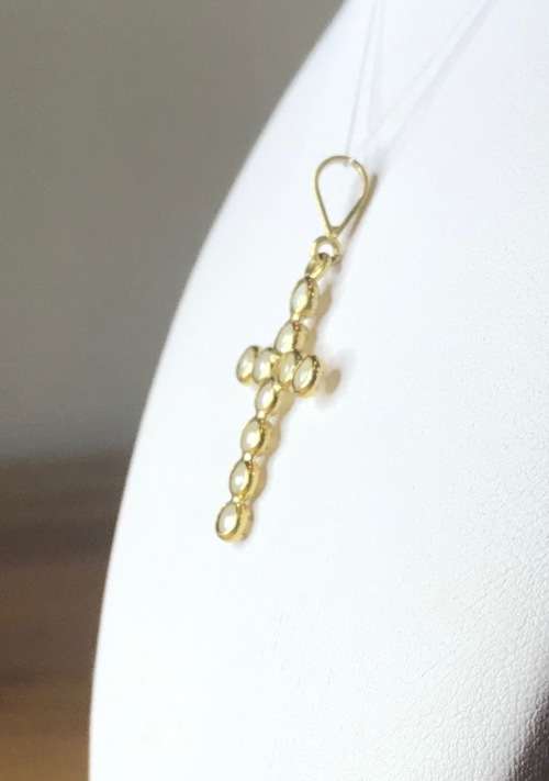 PENDANT CROSS=18K (carat) GOLD=SEED PEARLS and GOLD CROSS=Marked 750=Real PEARLS=BEAUTIFUL!!!!!