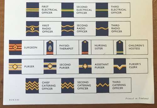 UNION-CASTLE LINE BADGES of RANK=Printed in England=Steamship=Sailing=Shipping=Officer=Commodore
