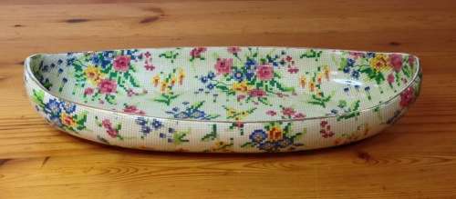 ROYAL WINTON BOAT SHAPED BOWL DISH QUEEN ANNE PATTERN ENGLAND 280mm long TAPESTRY STYLE 2445
