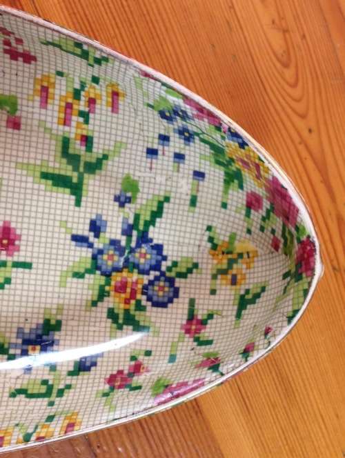ROYAL WINTON BOAT SHAPED BOWL DISH QUEEN ANNE PATTERN ENGLAND 280mm long TAPESTRY STYLE 2445