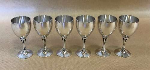 GEORG JENSEN HAMMERED LIQUEUR APERITIF GOBLETS x 6 532F HARALD NIELSEN 1928 DENMARK STERLING SILVER