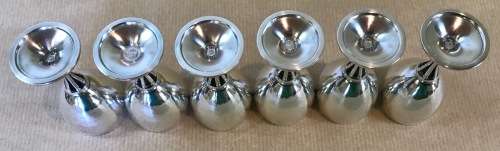 GEORG JENSEN HAMMERED LIQUEUR APERITIF GOBLETS x 6 532F HARALD NIELSEN 1928 DENMARK STERLING SILVER