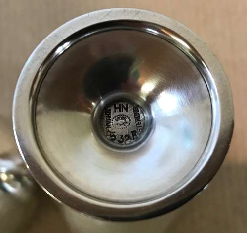 GEORG JENSEN HAMMERED LIQUEUR APERITIF GOBLETS x 6 532F HARALD NIELSEN 1928 DENMARK STERLING SILVER
