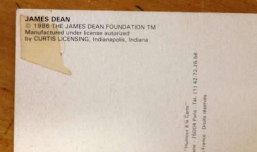 POSTCARD POST CARD JAMES DEAN 1986 JD FOUNDATION ACTOR MOVIES FILMS USA Black & White PARIS FRANCE