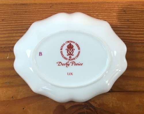 PINDISH=ROYAL CROWN DERBY=PIN DISH=TRAY="DERBY POSIES"=LIX-1996 date mark=FLORAL=FLOWERS=STUNNING!!!