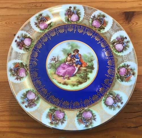 IMPERIAL Porcelain=FRAGONARD PLATE=BAVARIA=GERMANY=RIMMED "COURTING COUPLES"=Porzellanmalerei Parbus