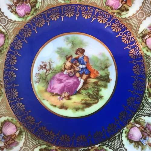 IMPERIAL Porcelain=FRAGONARD PLATE=BAVARIA=GERMANY=RIMMED "COURTING COUPLES"=Porzellanmalerei Parbus