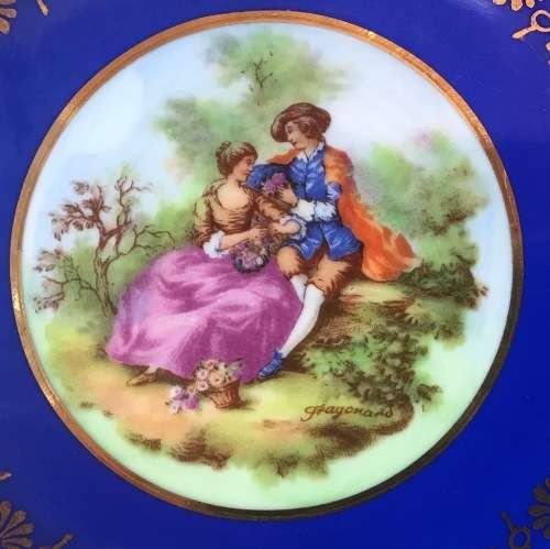 IMPERIAL Porcelain=FRAGONARD PLATE=BAVARIA=GERMANY=RIMMED "COURTING COUPLES"=Porzellanmalerei Parbus