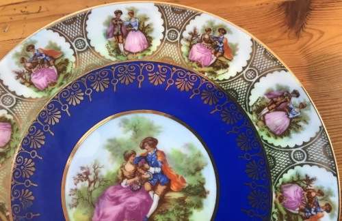 IMPERIAL Porcelain=FRAGONARD PLATE=BAVARIA=GERMANY=RIMMED "COURTING COUPLES"=Porzellanmalerei Parbus