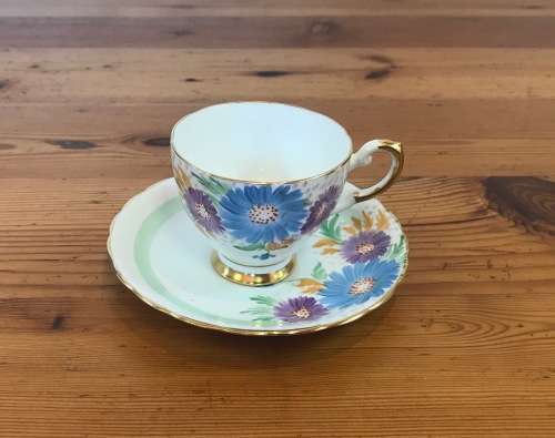 TUSCAN CHINA=England=DEMITASSE Cup & Saucer="PLANT"PATTERN=FLOWERS=Coffee=Expresso=28312=Stunning!!!