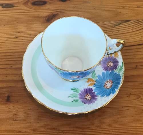 TUSCAN CHINA=England=DEMITASSE Cup & Saucer="PLANT"PATTERN=FLOWERS=Coffee=Expresso=28312=Stunning!!!
