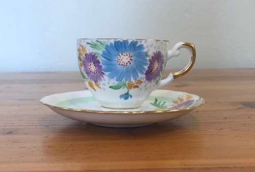 TUSCAN CHINA=England=DEMITASSE Cup & Saucer="PLANT"PATTERN=FLOWERS=Coffee=Expresso=28312=Stunning!!!