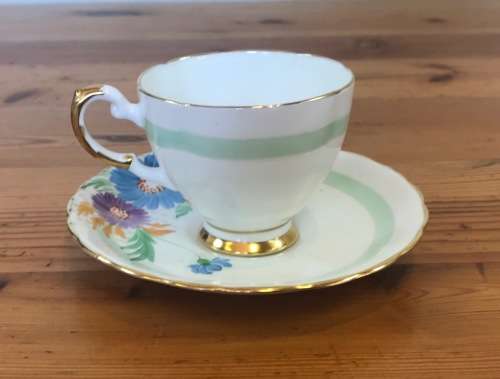 TUSCAN CHINA=England=DEMITASSE Cup & Saucer="PLANT"PATTERN=FLOWERS=Coffee=Expresso=28312=Stunning!!!
