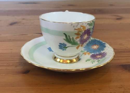 TUSCAN CHINA=England=DEMITASSE Cup & Saucer="PLANT"PATTERN=FLOWERS=Coffee=Expresso=28312=Stunning!!!