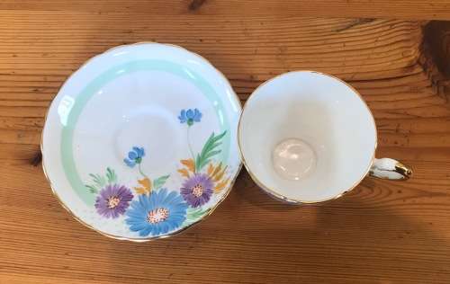 TUSCAN CHINA=England=DEMITASSE Cup & Saucer="PLANT"PATTERN=FLOWERS=Coffee=Expresso=28312=Stunning!!!