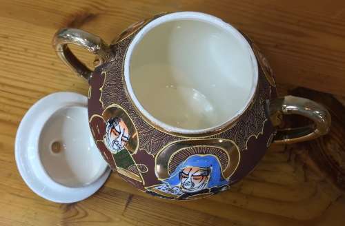 SATSUMA JAPANESE TEA set 21 Piece ORIENTAL SHIMAZU CLAN GEISHA TEAPOT MILK JUG LIDDED SUGAR 8 DUOS
