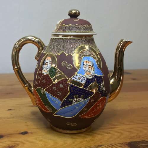SATSUMA JAPANESE TEA set 21 Piece ORIENTAL SHIMAZU CLAN GEISHA TEAPOT MILK JUG LIDDED SUGAR 8 DUOS
