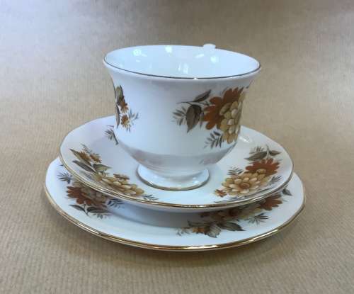QUEEN ANNE TEA TRIO x 1 Made in ENGLAND BONE CHINA Pretty Floral decoration!