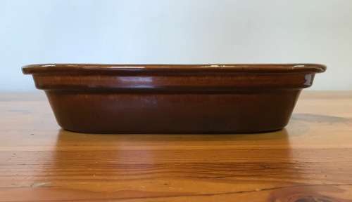 OVEN DISH TRAY SQUARE BROWN with 3 COMPARTMENTS SERVE 3 different VEGETABLES/MEATS MADE in the USA.