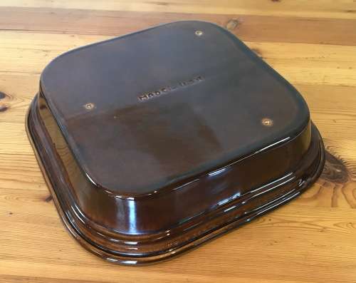 OVEN DISH TRAY SQUARE BROWN with 3 COMPARTMENTS SERVE 3 different VEGETABLES/MEATS MADE in the USA.