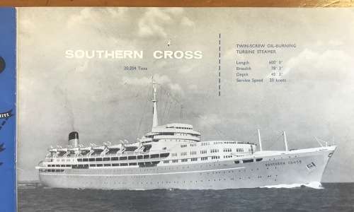S.S. SOUTHERN CROSS=THE ROUTE=BOOKLET=20 pg=TURBINE STEAMSHIP=OIL BURNING=TWIN SCEW=SHAW SAVILL LINE