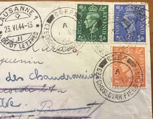 WWII Czechoslovakia Field Post (Great Britain) to Switzerland Multiple Censors German High Command.