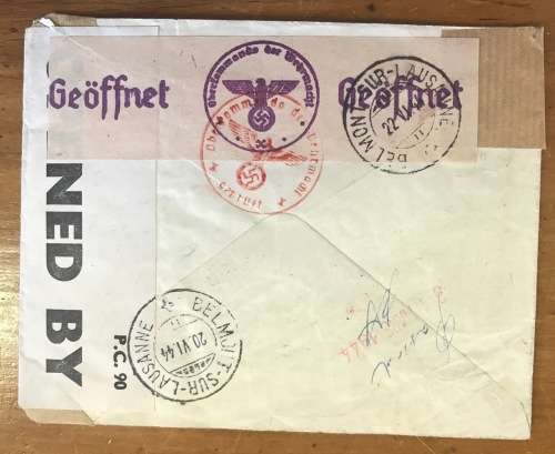 WWII Czechoslovakia Field Post (Great Britain) to Switzerland Multiple Censors German High Command.