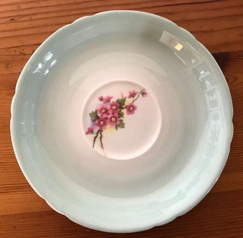 SHELLEY BLOSSOM TEA TRIO GREEN SWIRL CAMBRIDGE CUP SHAPE 1938-66 3 piece England 13539 FLOWER 823343