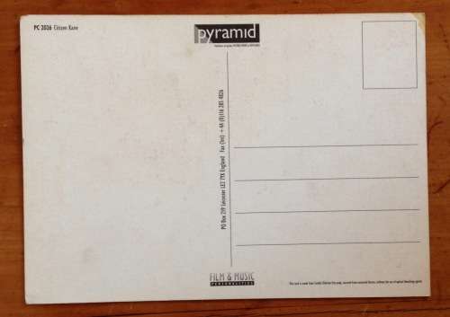 POSTCARD POST CARD CITIZEN KANE FILM MOVIE MUSIC PYRAMID UNUSED JOSEPH COTTEN ORSON WELLES.
