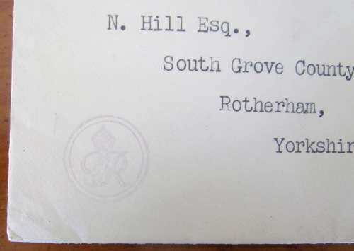 BUCKINGHAM PALACE LETTER LONDON to YORKSHIRE 1 JUNE 1949 ER PURPLE CACHET Honi soit qui mal y pense.