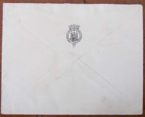 BUCKINGHAM PALACE LETTER LONDON to YORKSHIRE 1 JUNE 1949 ER PURPLE CACHET Honi soit qui mal y pense.