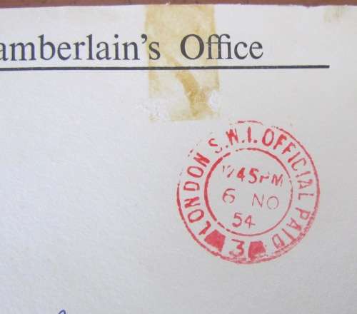 LORD CHAMBERLAIN`S OFFICE ST. JAMES PALACE LONDON to UXBRIDGE 1954 SQUADRON LEADER HORSLEY