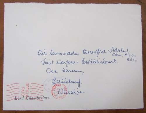 LORD CHAMBERLAIN`S OFFICE ST. JAMES PALACE LONDON to JOINT WARFARE ESTABLISHMENT 1966 A.C. HORSLEY.