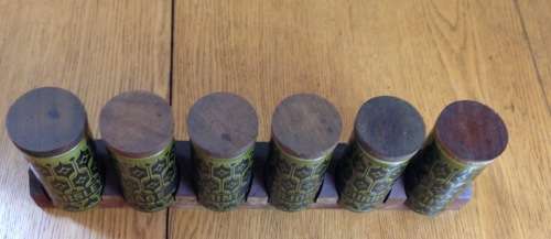 KITCHEN CONTAINERS - SPICE RACKS x 2 - 10 SMALL UNITS 2 Larger FLOUR + SUGAR HORNSEA ENGLAND retro!!