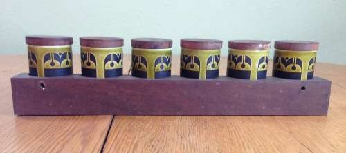 KITCHEN CONTAINERS - SPICE RACKS x 2 - 10 SMALL UNITS 2 Larger FLOUR + SUGAR HORNSEA ENGLAND retro!!