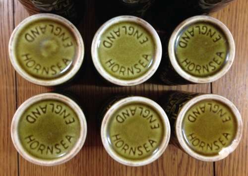 KITCHEN CONTAINERS - SPICE RACKS x 2 - 10 SMALL UNITS 2 Larger FLOUR + SUGAR HORNSEA ENGLAND retro!!