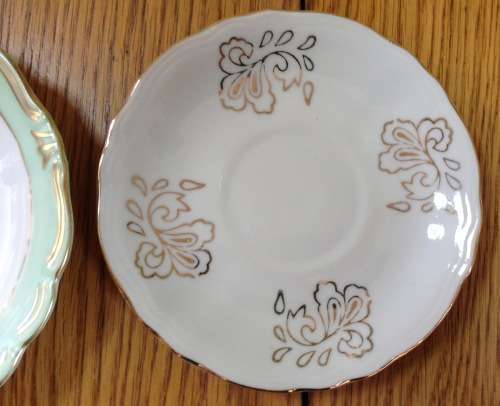 SAUCERS x 2 Chinese CHINA EUROPEAN FLOWERS FLORAL.