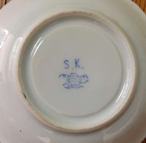 SAUCERS x 2 Chinese CHINA EUROPEAN FLOWERS FLORAL.