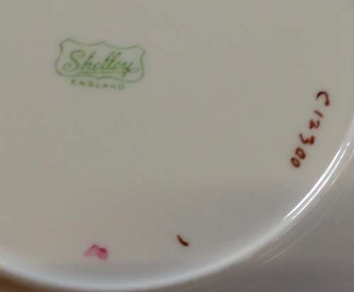 SHELLEY CAKE PLATE PINK CLOVERS GREY LEAVES C12300 1934 England RN795072 STUNNING!!!