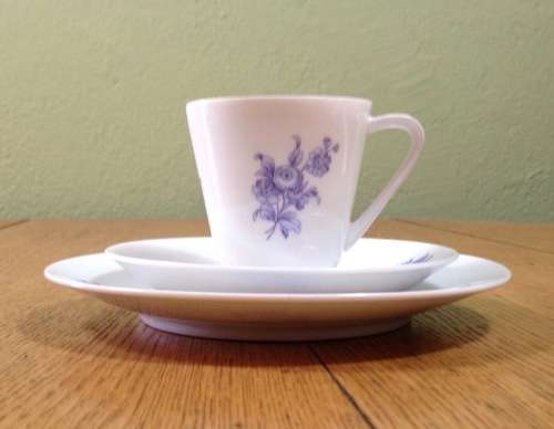 COFFEE SET=HUTSCHENREUTHER=NOBLESSE=BLUE and WHITE=FLOWERS=FLORAL=EGGSHELL THIN PORCELAIN=21 piece.